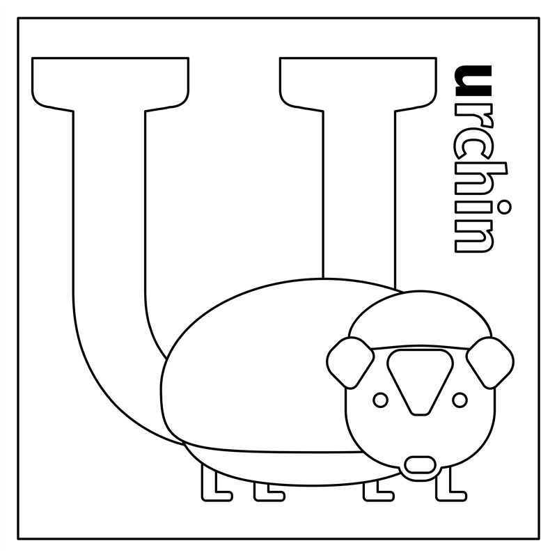 Urchin letter u coloring page by smartstartstocker