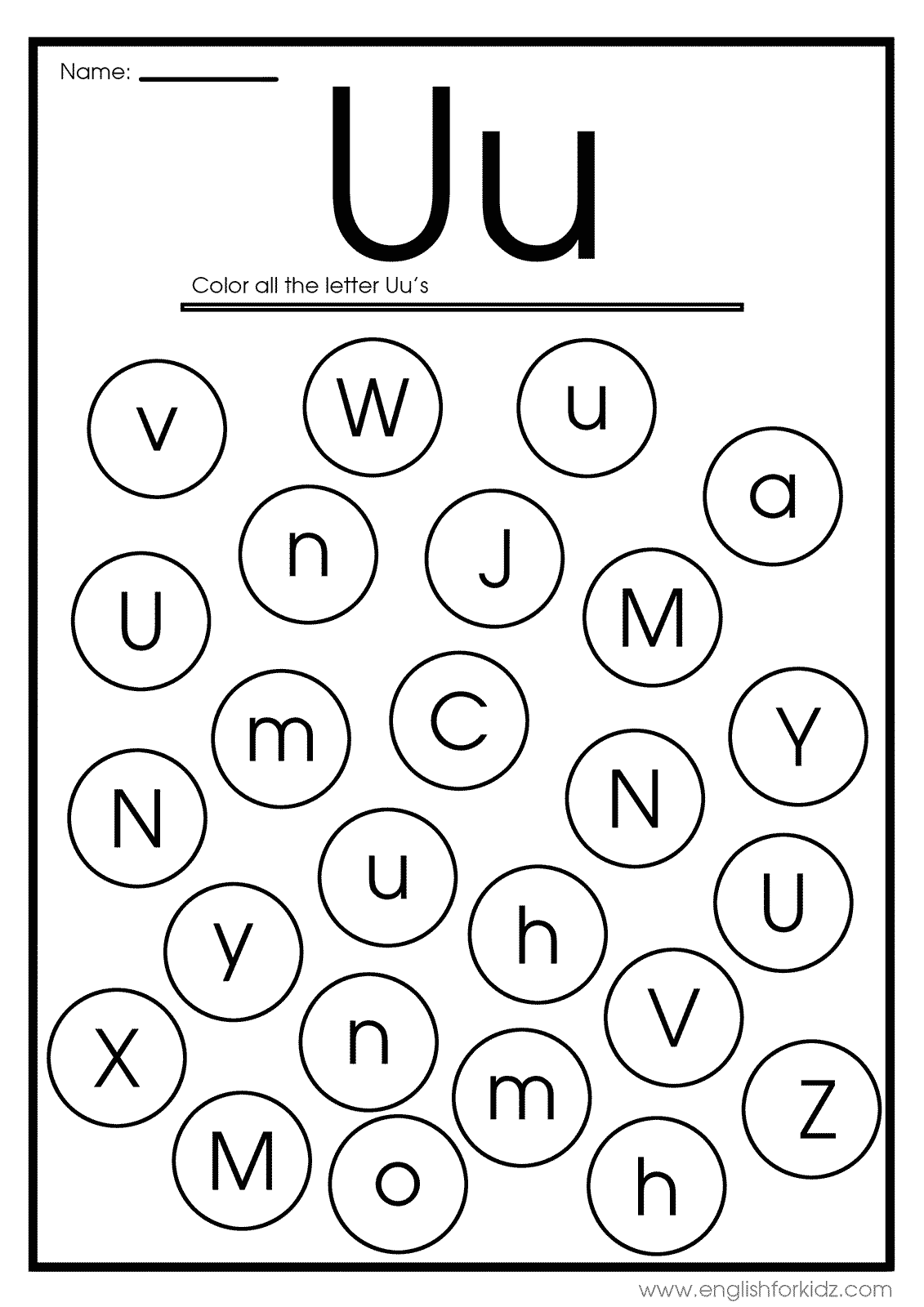 English for kids step by step letter u worksheets flash cards coloring pages