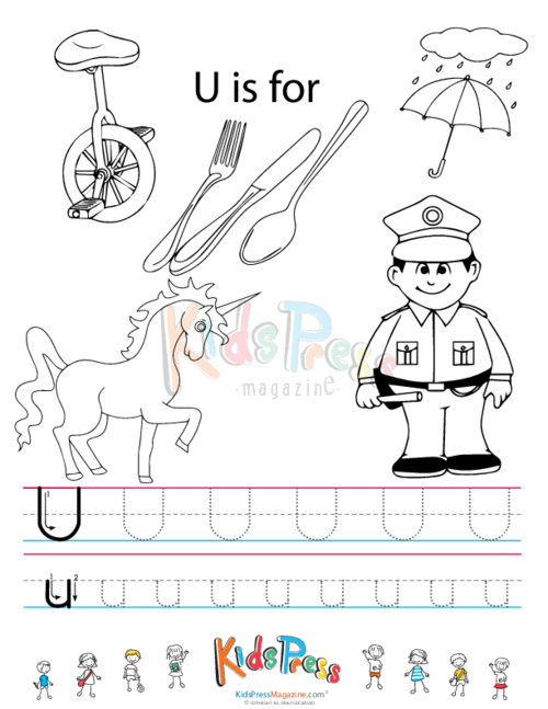 Alphabet tracing worksheet â u