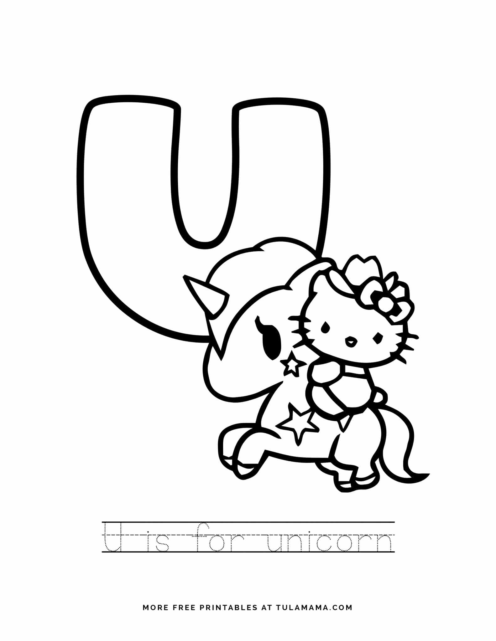 Free printable hello kitty tracing letters worksheets