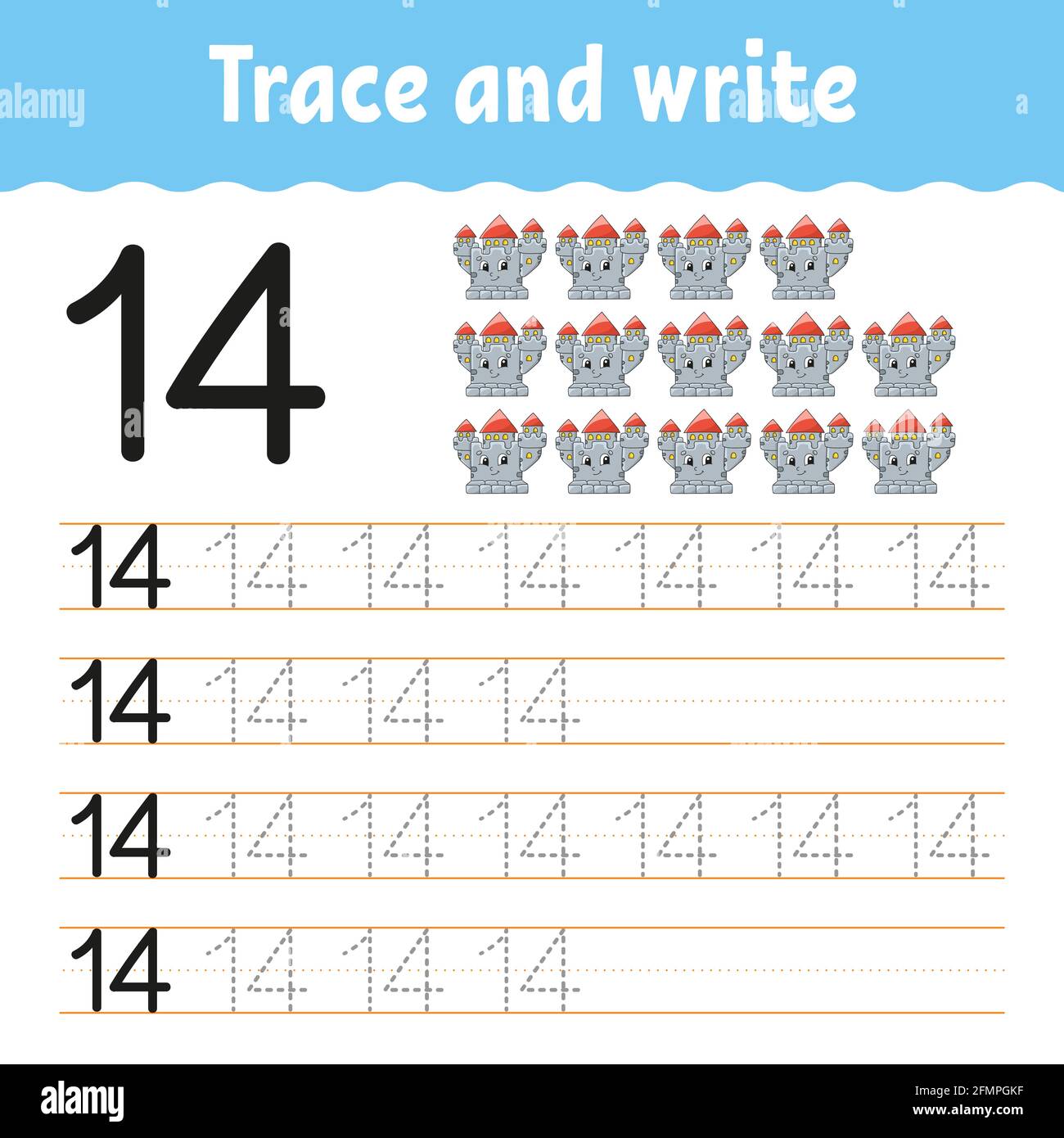 Learn numbers trace and write handwriting practice learning numbers for kids education developing worksheet color activity page isolated vector stock vector image art