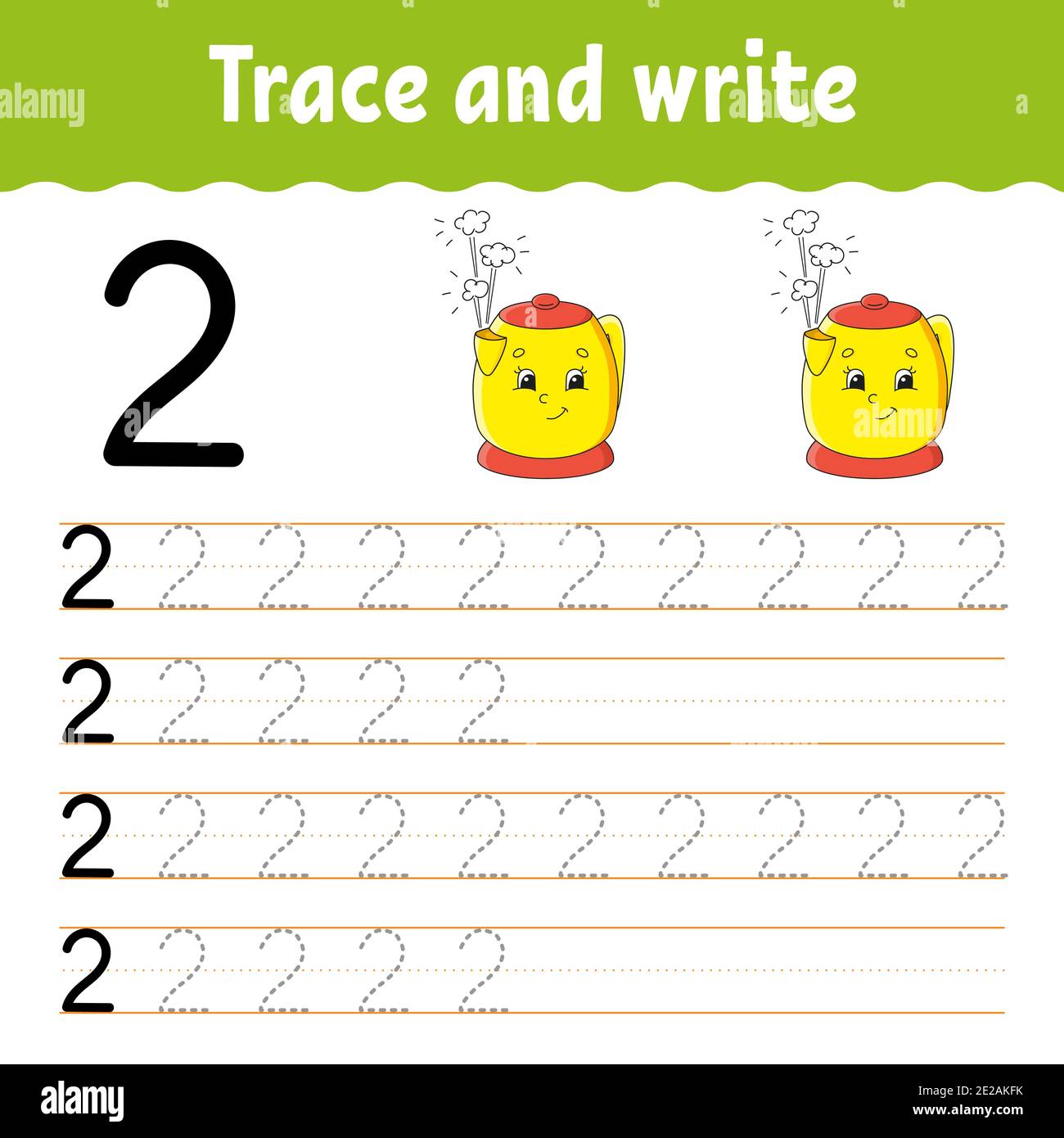 Number trace and write handwriting practice learning numbers for kids education developing worksheet color activity page isolated vector illus stock vector image art