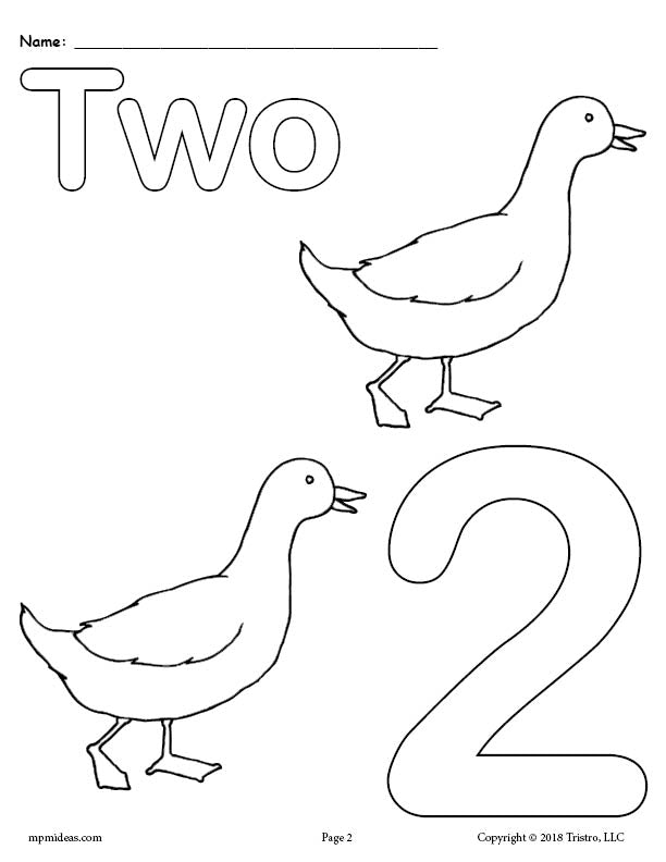 Printable animal number coloring pages