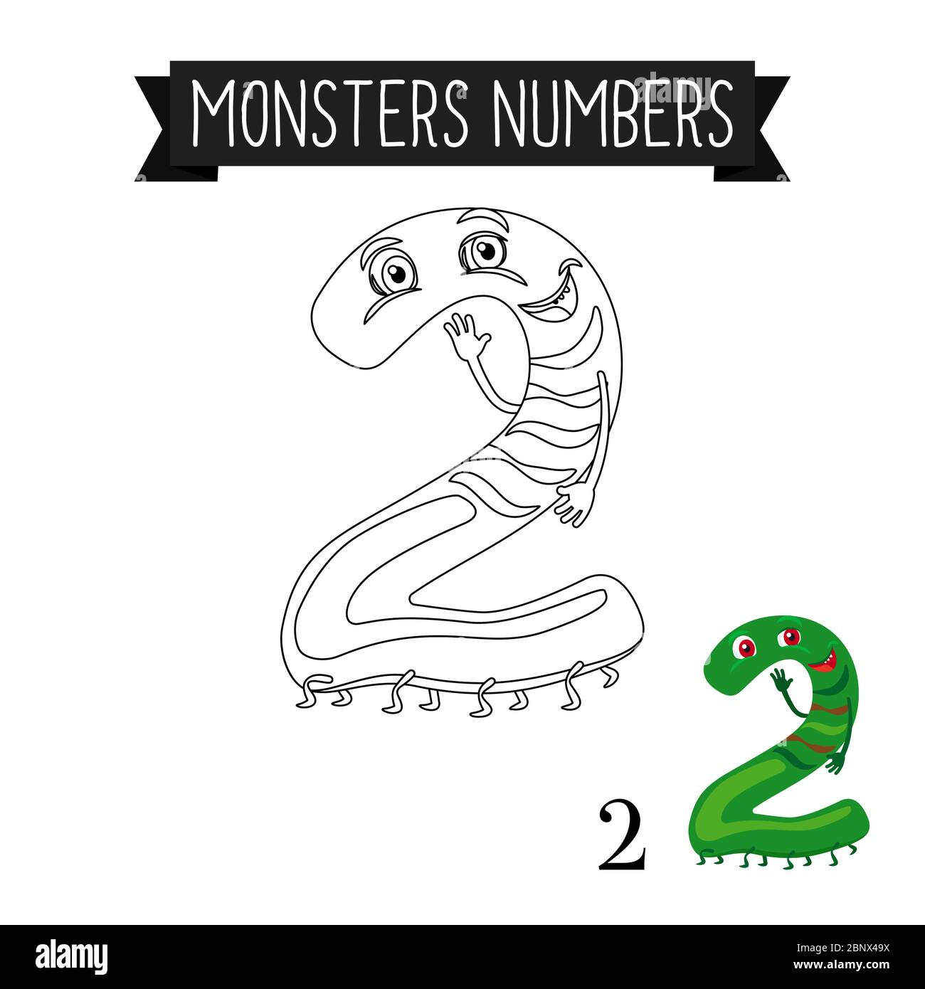 Coloring page monsters numbers for kids number vector illustration stock vector image art