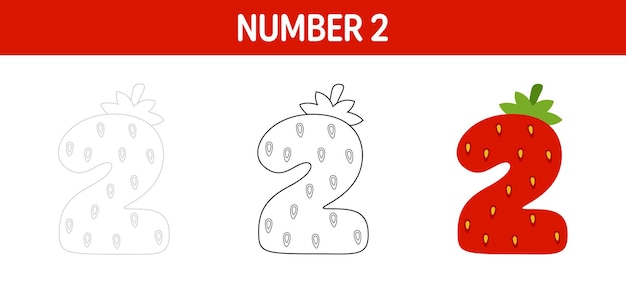 Premium vector number tracing and coloring worksheet for kids