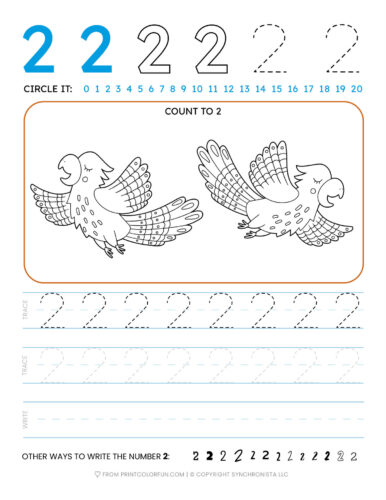 Tracing the number printable activity sheets from to at