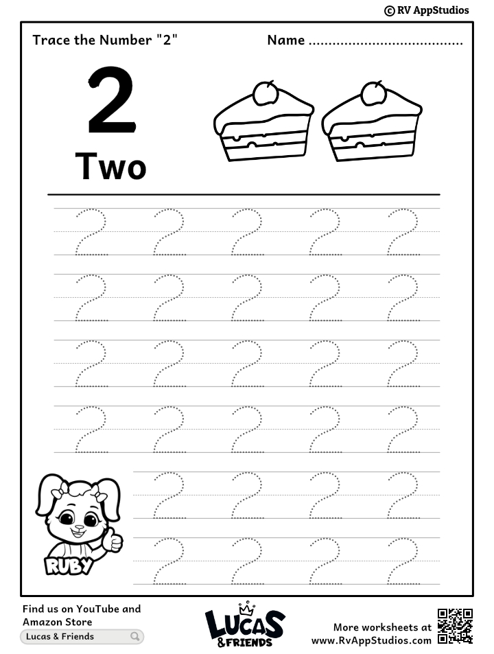 Trace number worksheet for free for kids