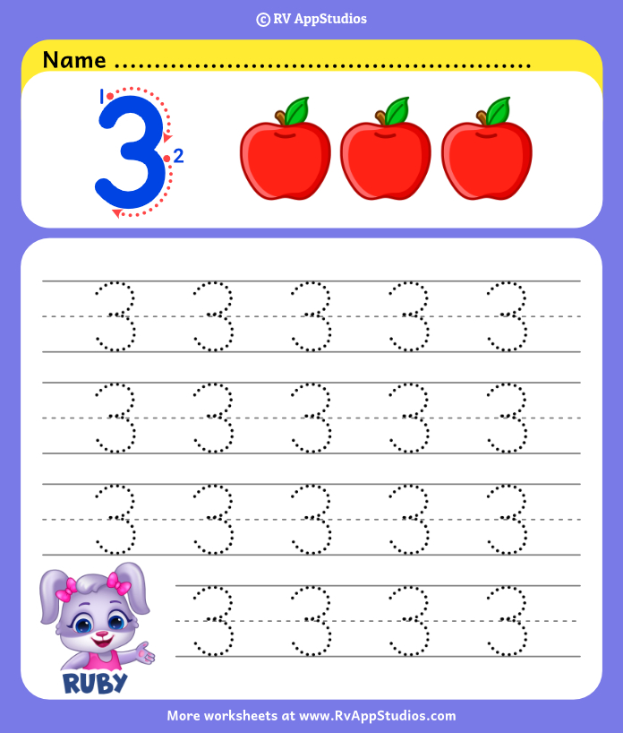 Number tracing worksheets count and trace number