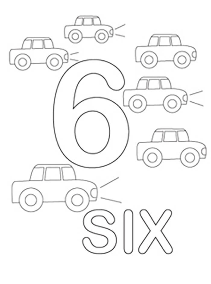 Number with cars coloring page