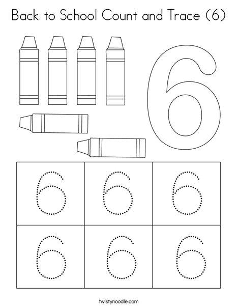 Back to school count and trace coloring page