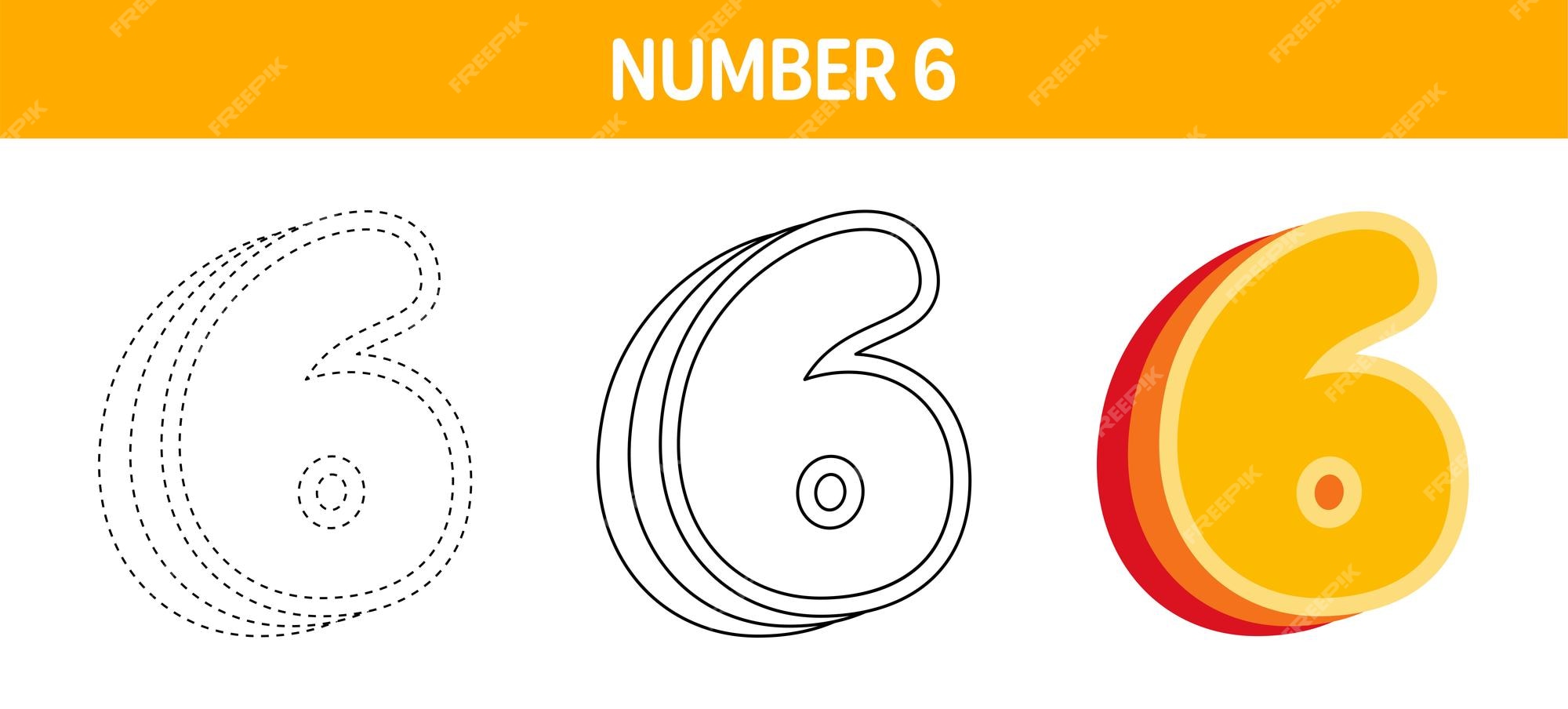 Premium vector number orange tracing and coloring worksheet for kids