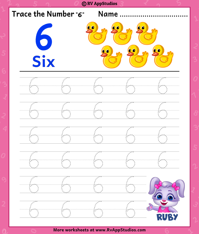 Trace number worksheet for free for kids