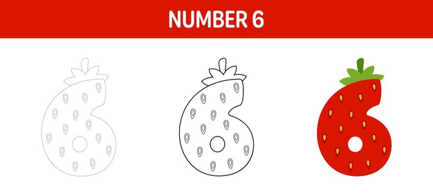 Premium vector number tracing and coloring worksheet for kids