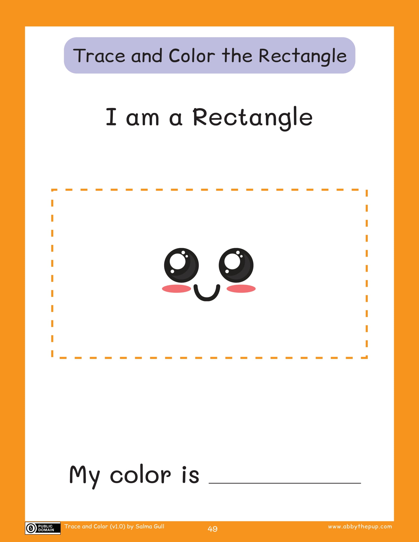 Trace and color the rectangle worksheet free printable puzzle games