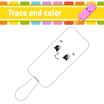 Premium vector trace and color coloring page for kids