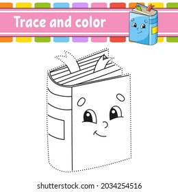 Trace color coloring page kids back stock vector royalty free