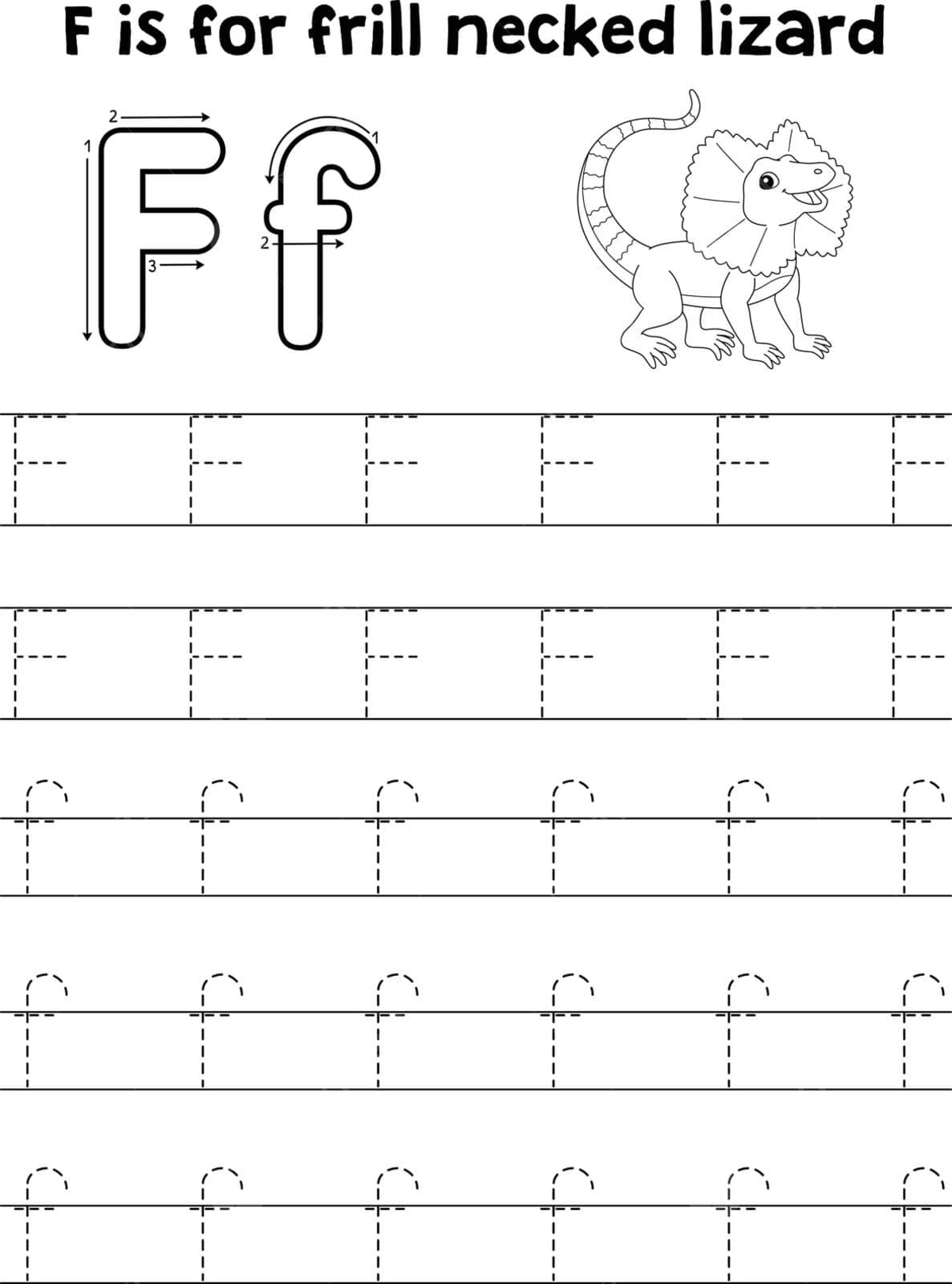 Coloring page tracing the letters abc with a frillnecked lizard vector vector study activity png and vector with transparent background for free download