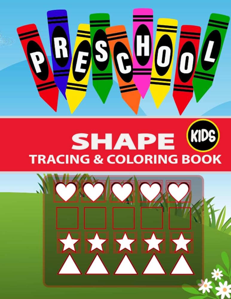 Shape tracing and coloring book for kids practice for kidstracing workbookcircle square triangle rectangle triangle heart rhombus oval ellipse pentagon hexagon heptagon nonagon parallelogram trapezium cross arrow star activity book for preschoolers