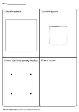 Coloring tracing and drawing squares worksheets