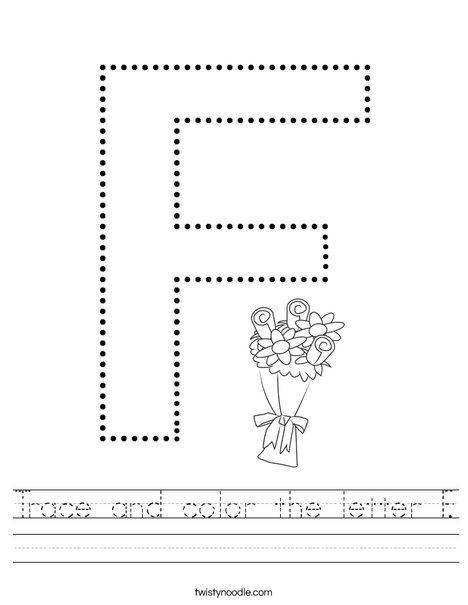 Trace and color the letter f worksheet