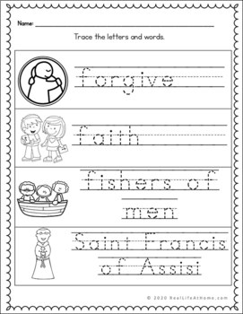 Catholic letter of the week worksheets and coloring pages