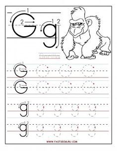 Printable letter g tracing worksheets for preschool