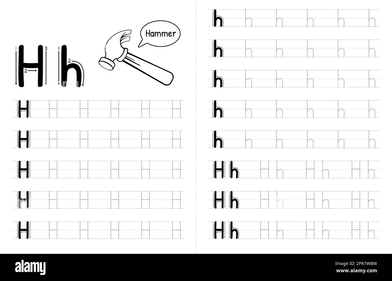 Tracing letter h hi