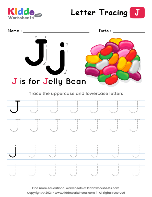 Letter tracing alphabet j