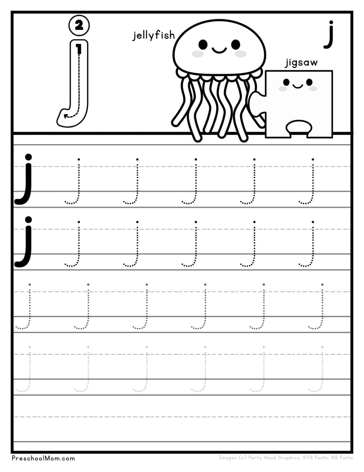 Letter j preschool printables