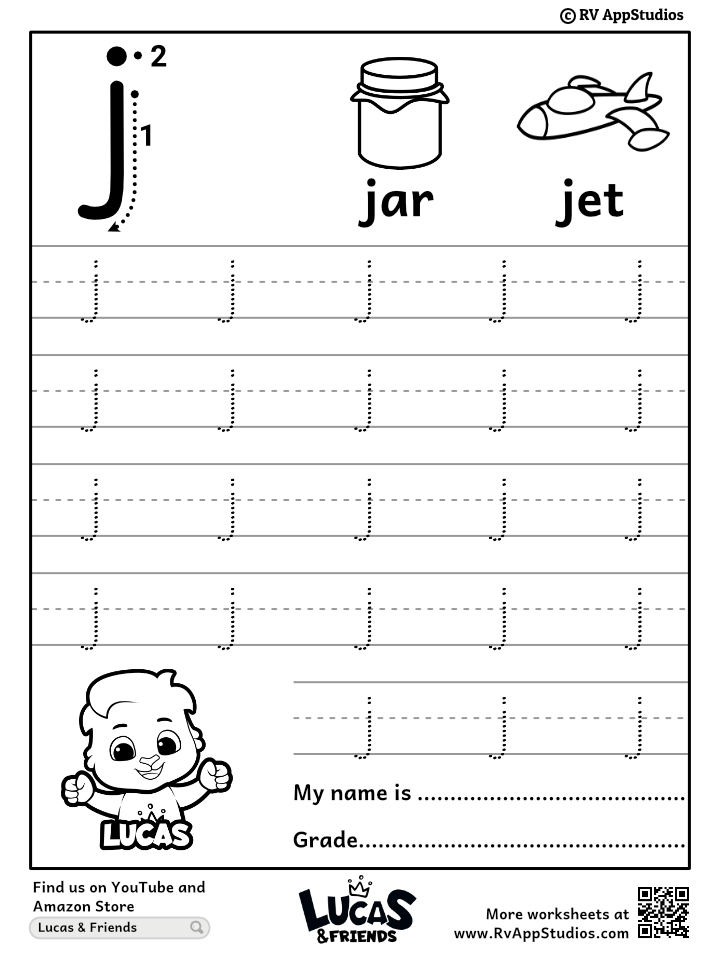 Lowercase letter j tracing worksheets trace small letter j worksheet