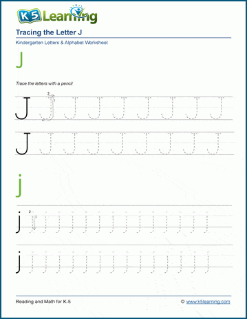Tracing the letter j j k learning
