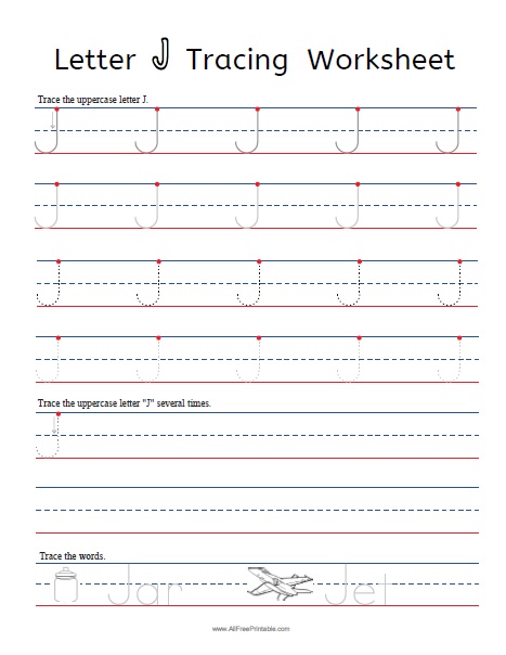 Letter j tracing worksheets â free printable