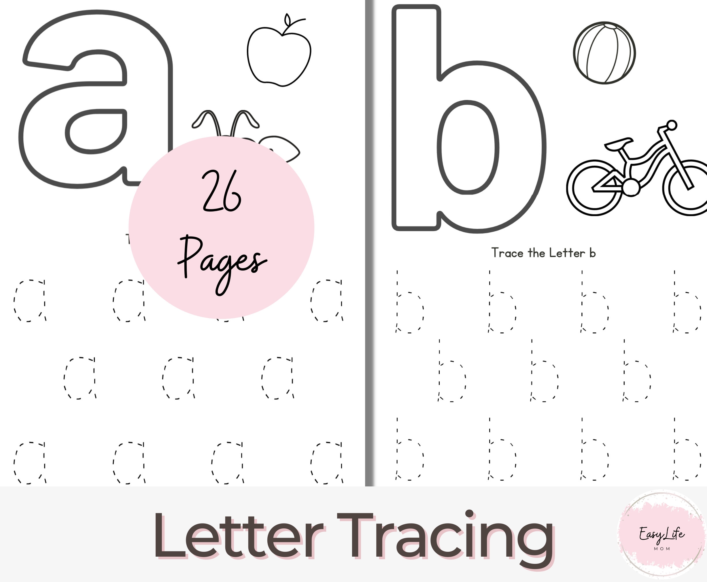 Printable alphabet letter tracing worksheets trace letters prek worksheets learning activities abc coloring page pdf