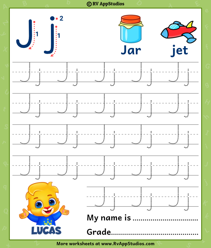 Alphabet jj letter printable letter jj tracing worksheets