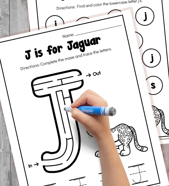 J is for jaguar worksheets