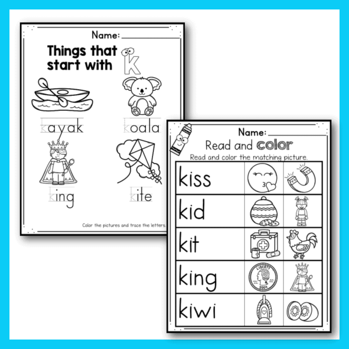 Free printable letter k worksheets tracing letter recognition alphabet sounds