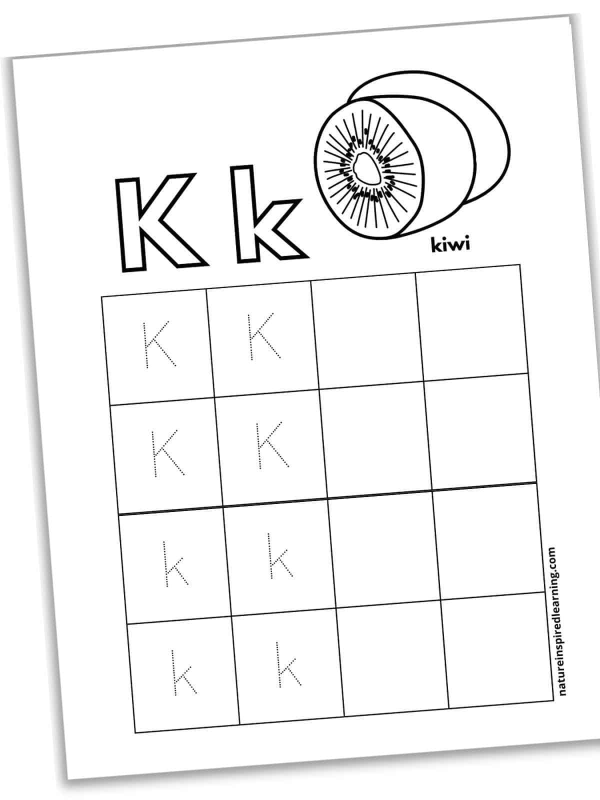 Letter k tracing worksheets