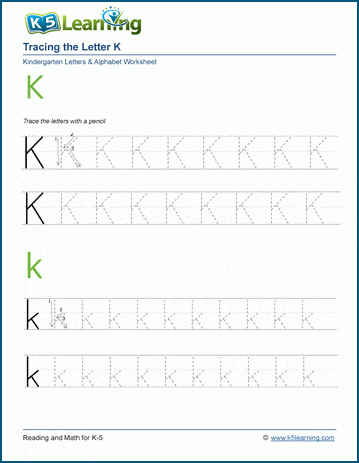 Tracing the letter k k k learning