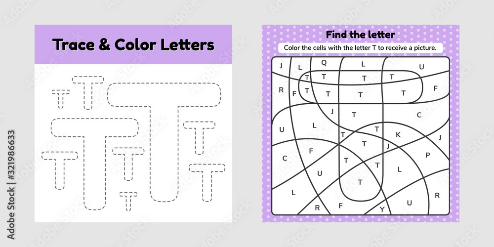 Coloring book letter for kids worksheet for preschool kindergarten and school age trace line write and color vector