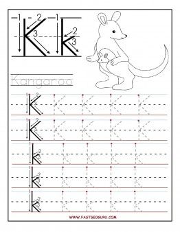 Printable letter k tracing worksheets for preschool