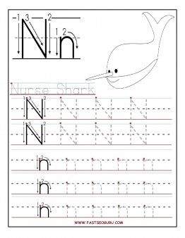 Printable letter n tracing worksheets for preschool