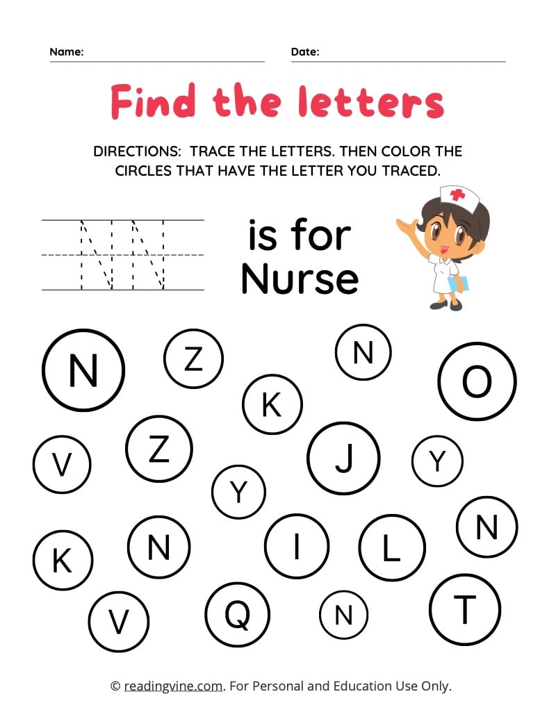 Letter n worksheets for preschool free printable