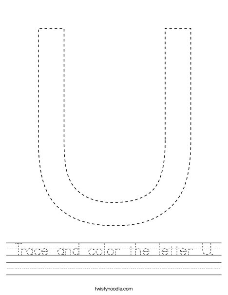 Trace and color the letter u worksheet