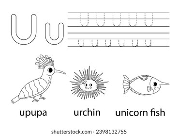 Letter u tracing alphabet worksheets vector art icons and graphics for free download