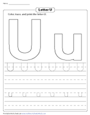 Letter u worksheets