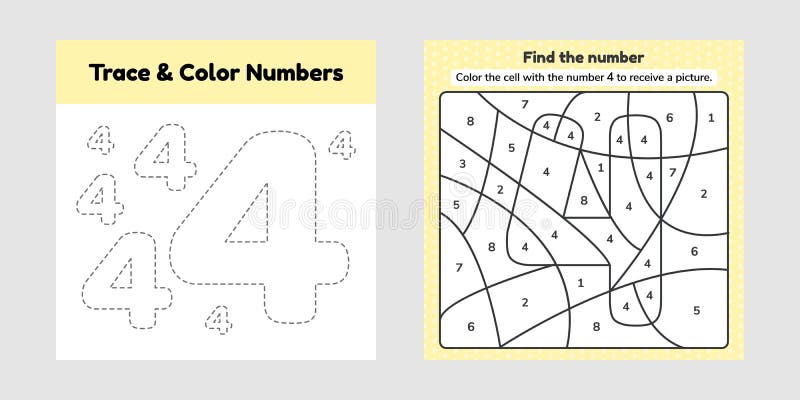 Coloring book number for kids worksheet for preschool kindergarten and school age trace line stock illustration