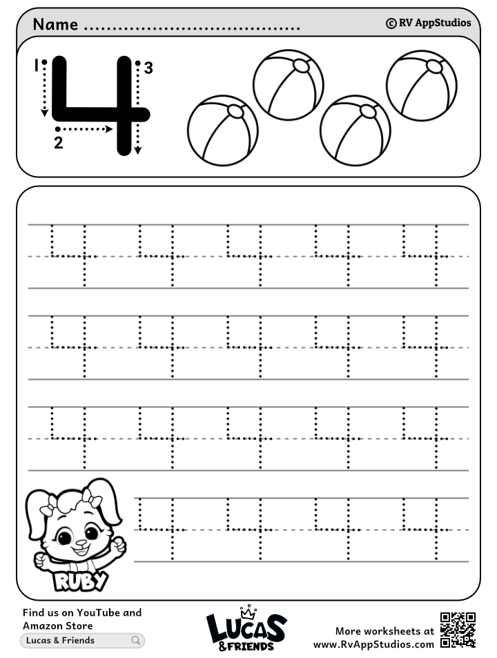 Number tracing worksheets count and trace number