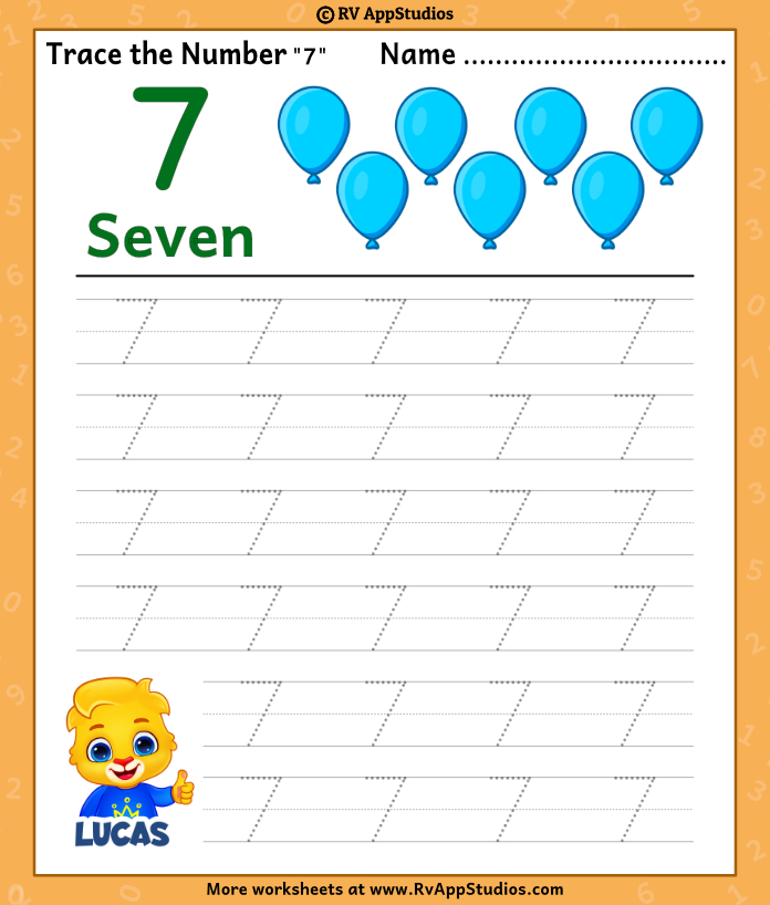 Trace number worksheet for free for kids