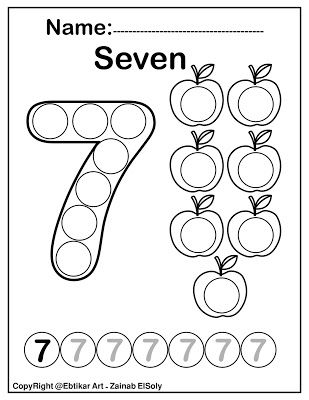 Number seven dot marker coloring page activity print the pages and help your preschooler to eâ dot marker activities dot markers numbers preschool printables