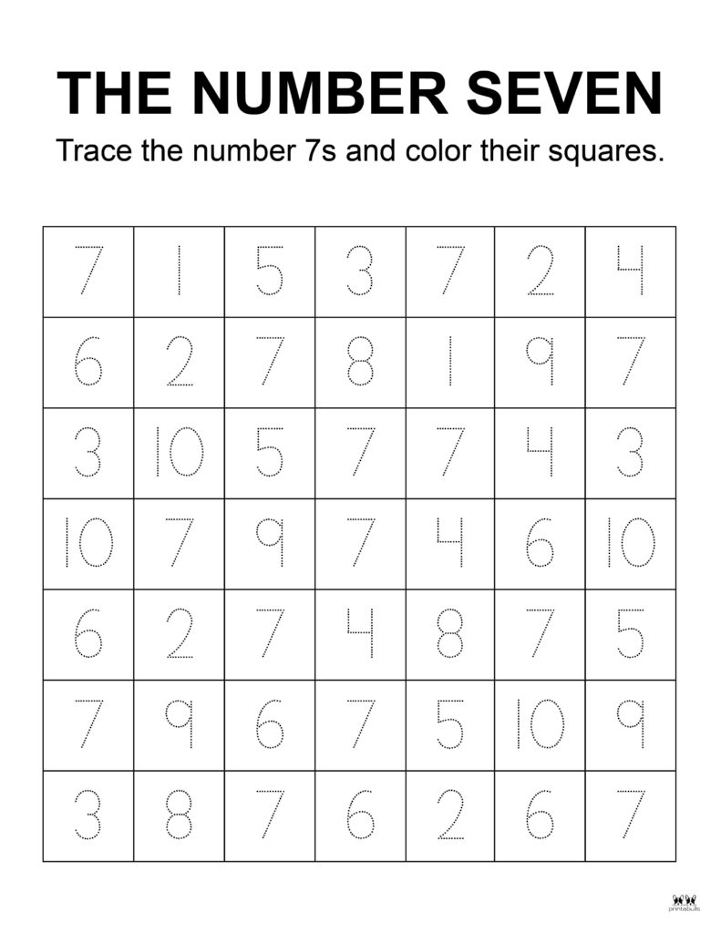 Number tracing worksheets